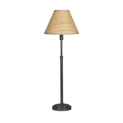 Polly Buffet Lamp (Blackened Brass with Rattan Shade)