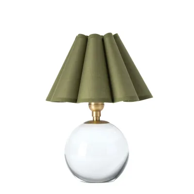 Giorgio Crystal Mini Lamp (Natural Brass with Green Scalloped Shade)