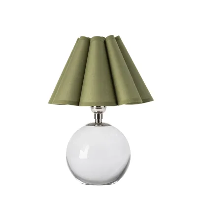 Giorgio Crystal Mini Lamp (Polished Nickel with Green Scalloped Shade)