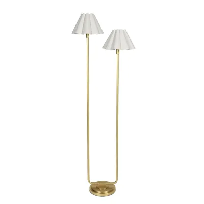 Polly Floor Lamp (Natural Brass with White Scalloped Shade)