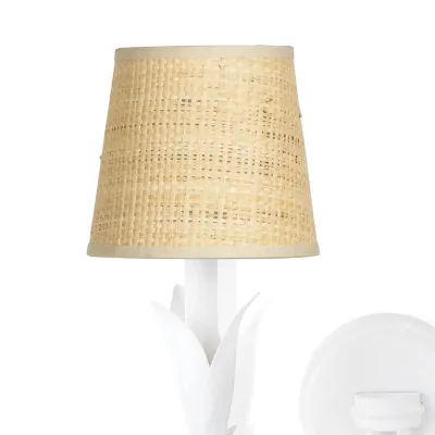 River Reed Sconce Double White with Rattan Shade