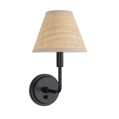 Polly Sconce Single (Blackened Brass with Rattan Shade)