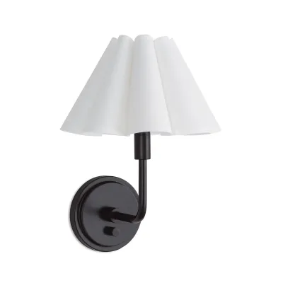 Polly Sconce Single (Blackened Brass with White Scalloped Shade)