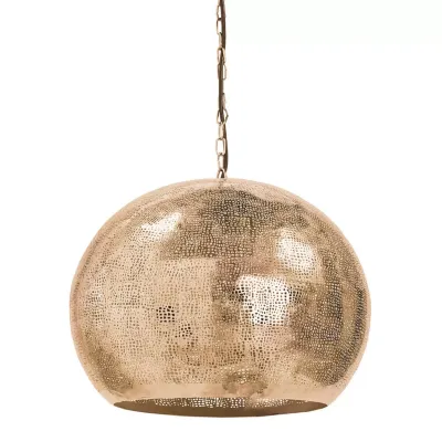 Pierced Metal Sphere Pendant Natural Brass