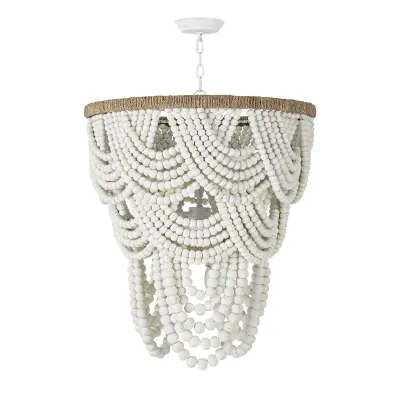 Lorelei Wood Bead Chandelier White