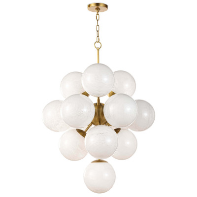 La Dame Chandelier Swirl Glass Natural Brass