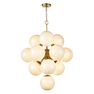 La Dame Chandelier Swirl Glass Natural Brass