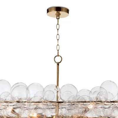 Bubbles Chandelier Linear Clear Natural Brass