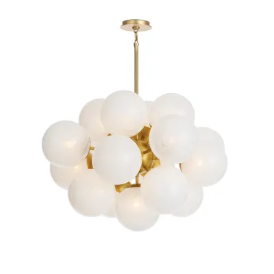 Shine Chandelier Natural Brass with Swirl Glass