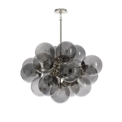 Shine Chandelier Polished Nickel with Smoke Glass