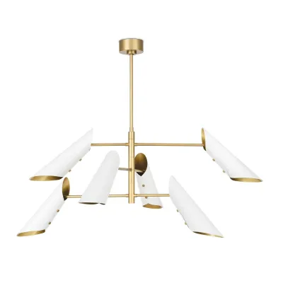 Vest Chandelier (White and Natural Brass)