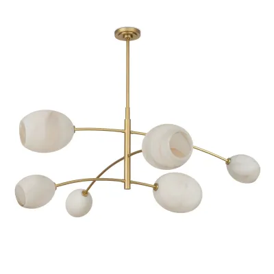 Artemis Chandelier (Natural Brass with Alabaster Glass)