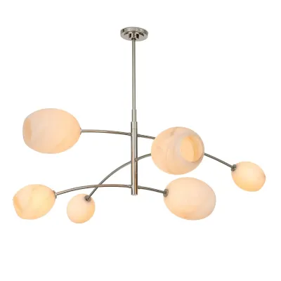 Artemis Chandelier (Polished Nickel with Alabaster Glass)