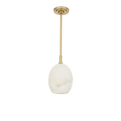 Artemis Pendant Single (Natural Brass with Alabaster Glass)