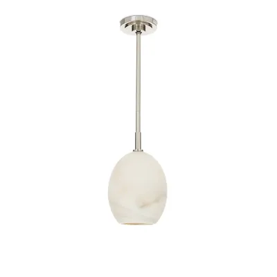 Artemis Pendant Single (Polished Nickel with Alabaster Glass)