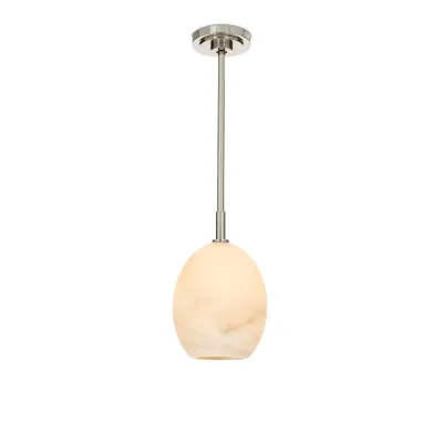 Artemis Pendant Single (Polished Nickel with Alabaster Glass)