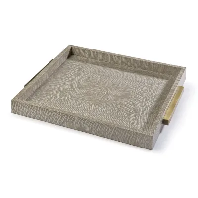 Square Shagreen Boutique Tray Ivory Grey Python