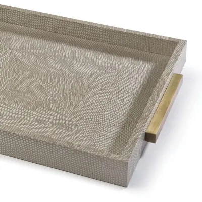 Square Shagreen Boutique Tray Ivory Grey Python