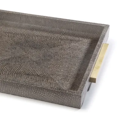 Square Shagreen Boutique Tray Vintage Brown Snake