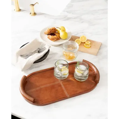 Forte Leather Tray Oval (Cognac)