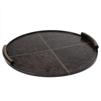 Forte Leather Tray Round Large (Black)