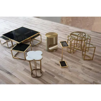 Clover Table, Natural Brass