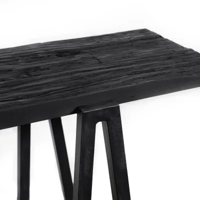 Ash Reclaimed Wood Console Table Black