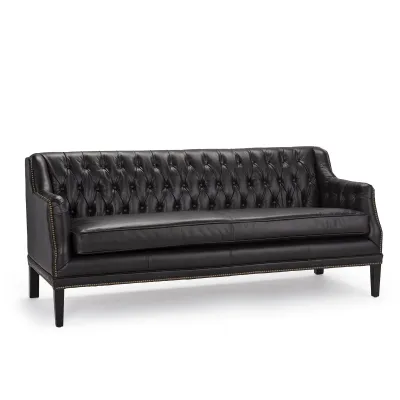 Essex Leather Sofa (Modern Black)