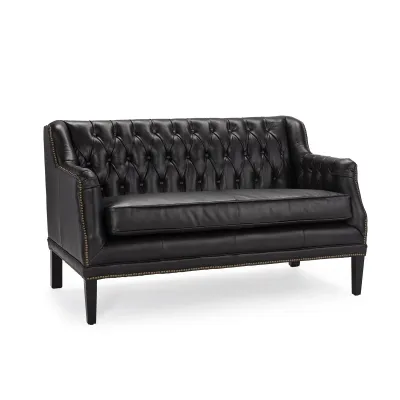 Essex Leather Loveseat (Modern Black)