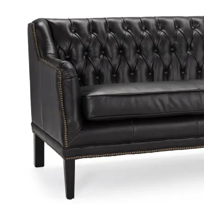 Essex Leather Loveseat (Modern Black)