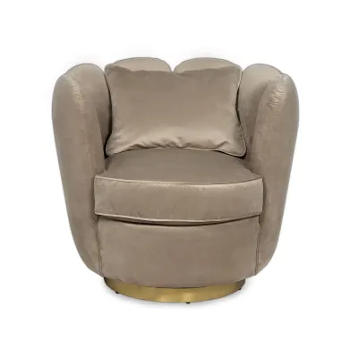 Cosmo Velvet Swivel Chair (Latte)