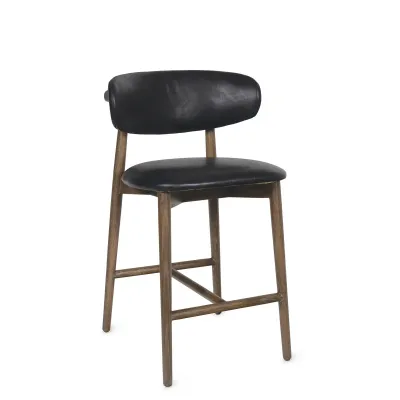 Ethan Leather Counter Stool (Antique Black)