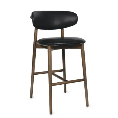 Ethan Leather Bar Stool (Black)