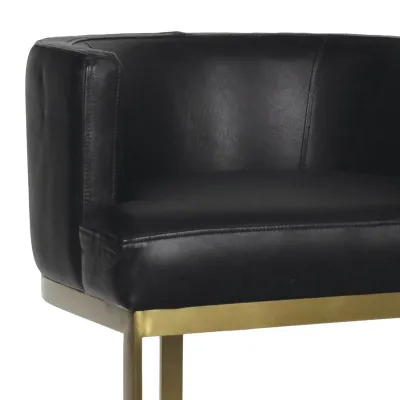 Owen Leather Bar Stool (Modern Black)