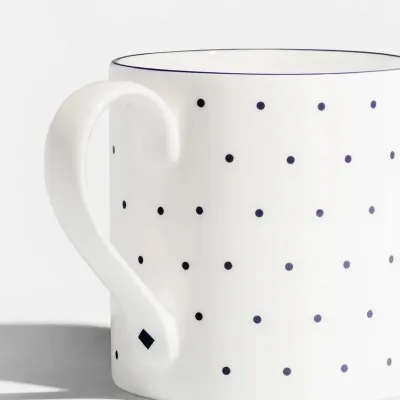 Polka Cobalt Blue Bone China Large Mug 11.8 oz