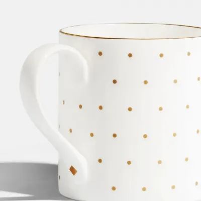 Polka Gold Bone China Large Mug 11.8 oz