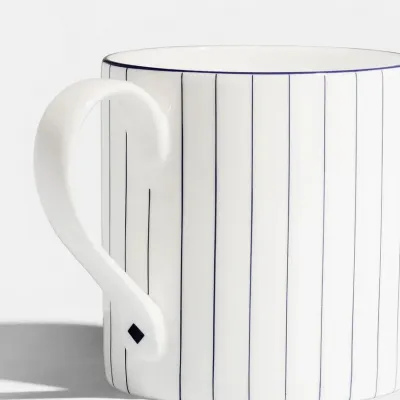 Pinstripe Cobalt Blue Bone China Large Mug 11.8 oz