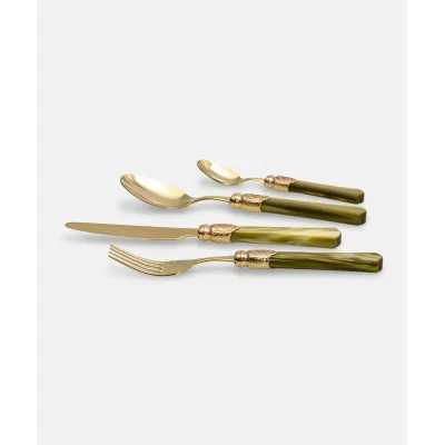 Vittoria Oro Olive Green Flatware (Special Order)