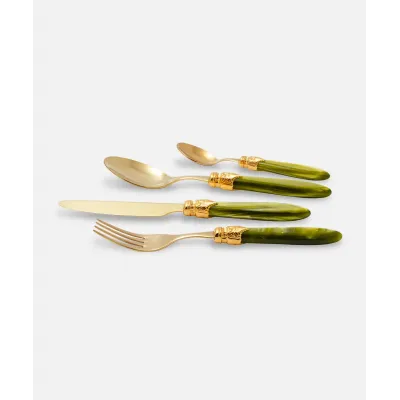 Laura Oro Olive Green Flatware (Special Order)
