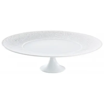 Italian Renaissance White  Petit Four Stand Large/Footed Cake Platter 10.6 White