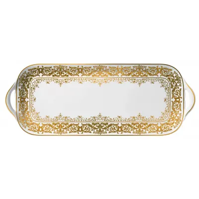 Chelsea Or/Gold White Long Cake Serving Plate 15.7 X 5.9 in