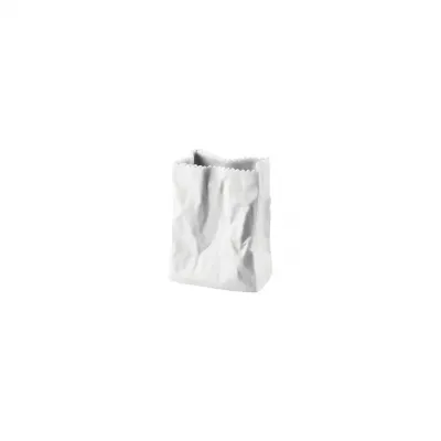 Bag Vase/Do Not Litter Vase White Matte 4 in