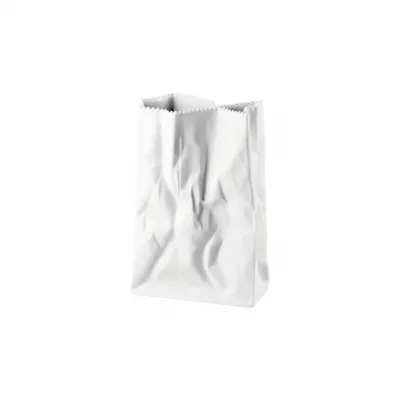 Bag Vase/Do Not Litter Vase White Matte 7 in