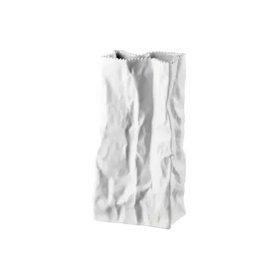 Bag Vase/Do Not Litter Vase White Matte 8 2/3 in
