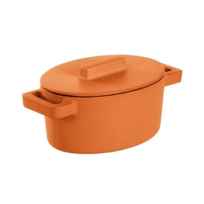 Terra.Cotto Cast Iron Curry Sauce Pan Oval 13,0 cm x 10,0 cm h 7,2 cm 0,450 l