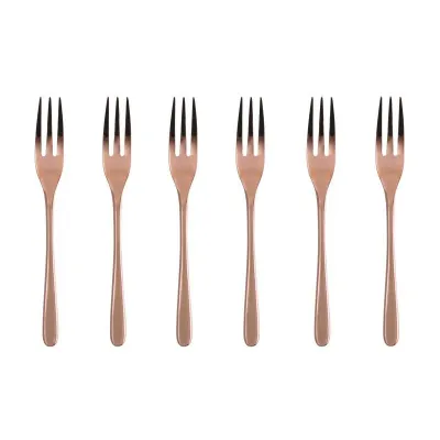 Cake & Coffee 6 Pcs Cake Forks, Taste Pvd Copper
