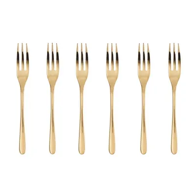 Cake & Coffee 6 Pcs Cake Forks, Taste Pvd Gold