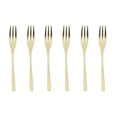 Cake & Coffee 6 Pcs Cake Forks, Taste Pvd Champagne
