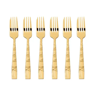 Jungle Mirror PVD Gold Cake Fork Set of 6