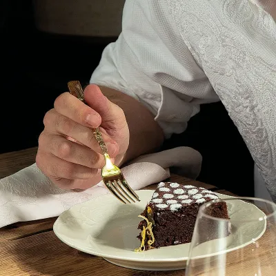 Jungle Mirror PVD Gold Cake Fork Set of 6